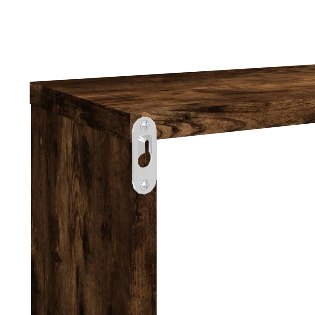 Wall Cube Shelves 2 pcs Smoked Oak 80x15x26.5 cm Engineered Wood