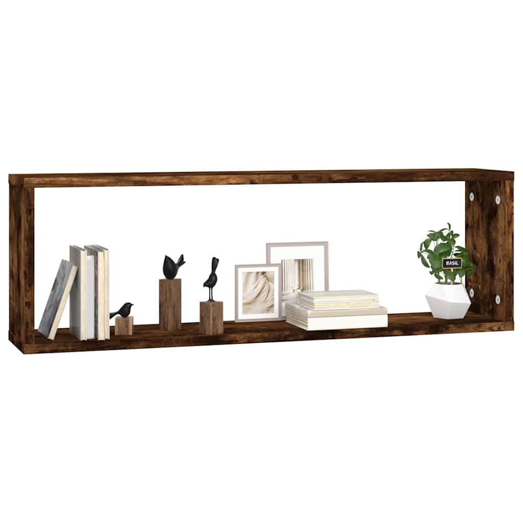 Wall Cube Shelves 4 pcs Smoked Oak 80x15x26.5cm Engineered Wood