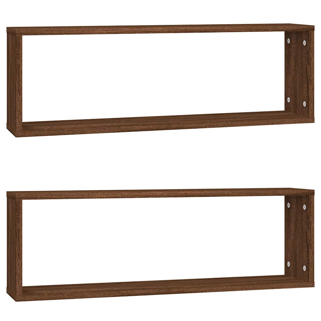 Wall Cube Shelves 2 pcs Brown Oak 80x15x26,5 cm Engineered Wood