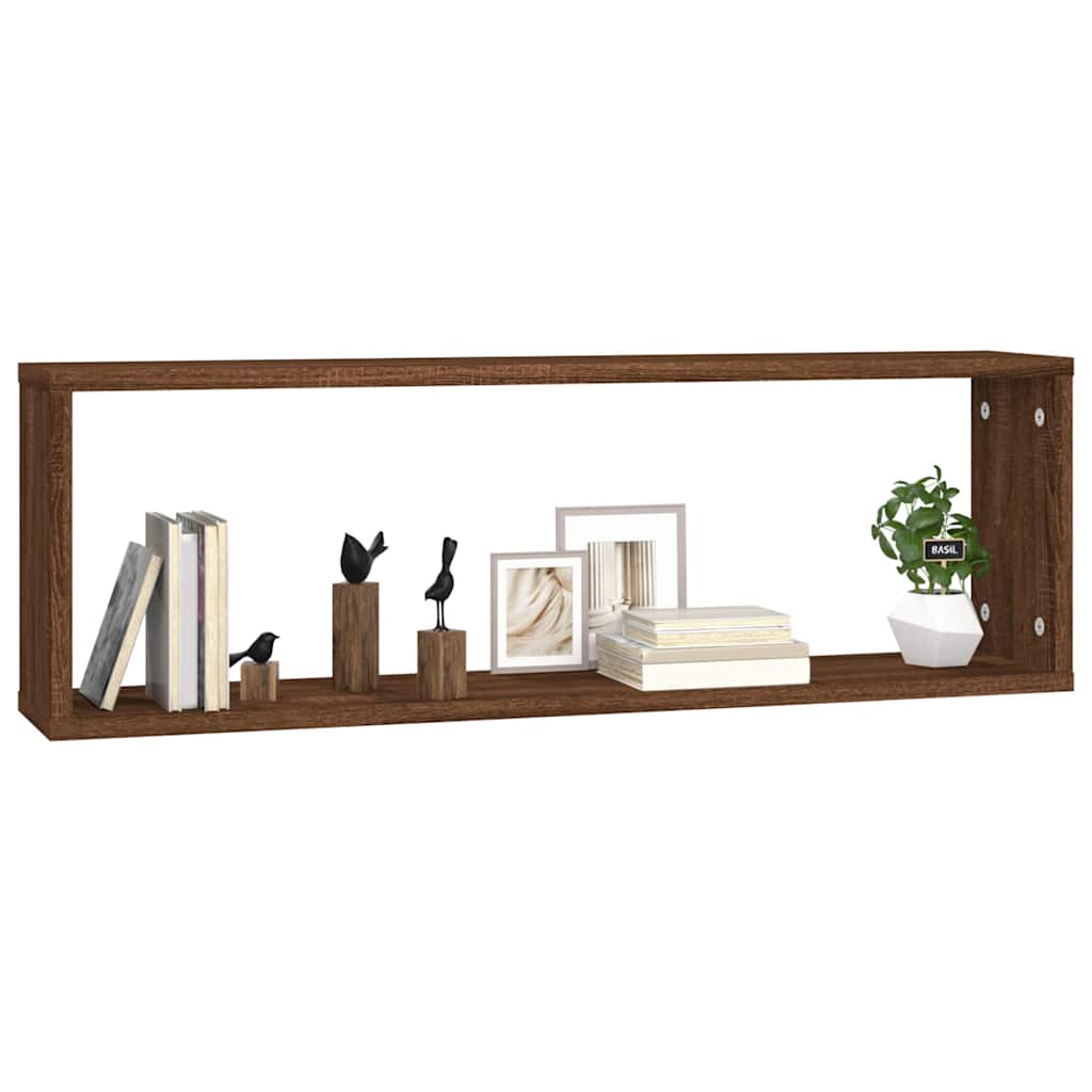 Wall Cube Shelves 2 pcs Brown Oak 80x15x26,5 cm Engineered Wood