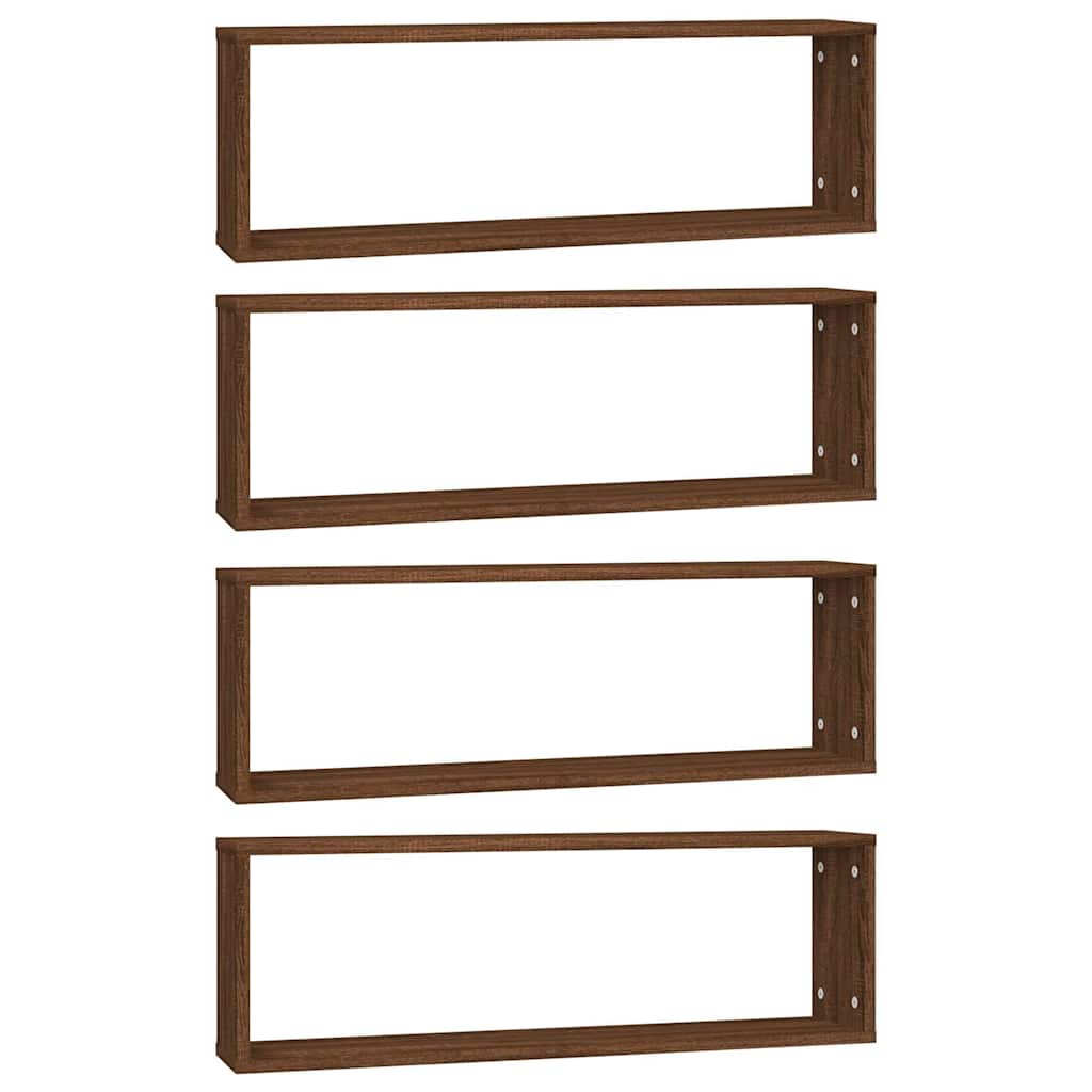 Wall Cube Shelves 4 pcs Brown Oak 80x15x26,5 cm Engineered Wood