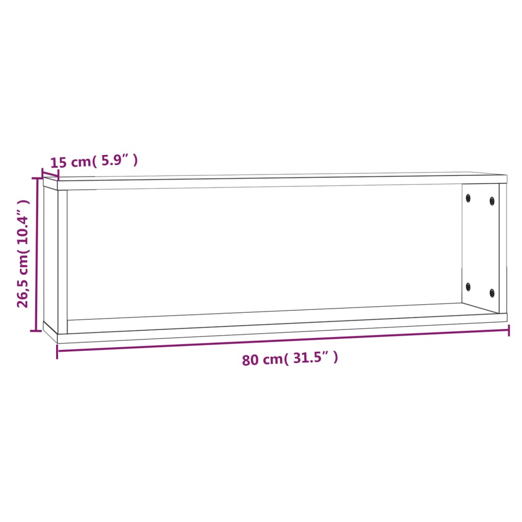 Wall Cube Shelves 4 pcs Brown Oak 80x15x26.5 cm Engineered Wood