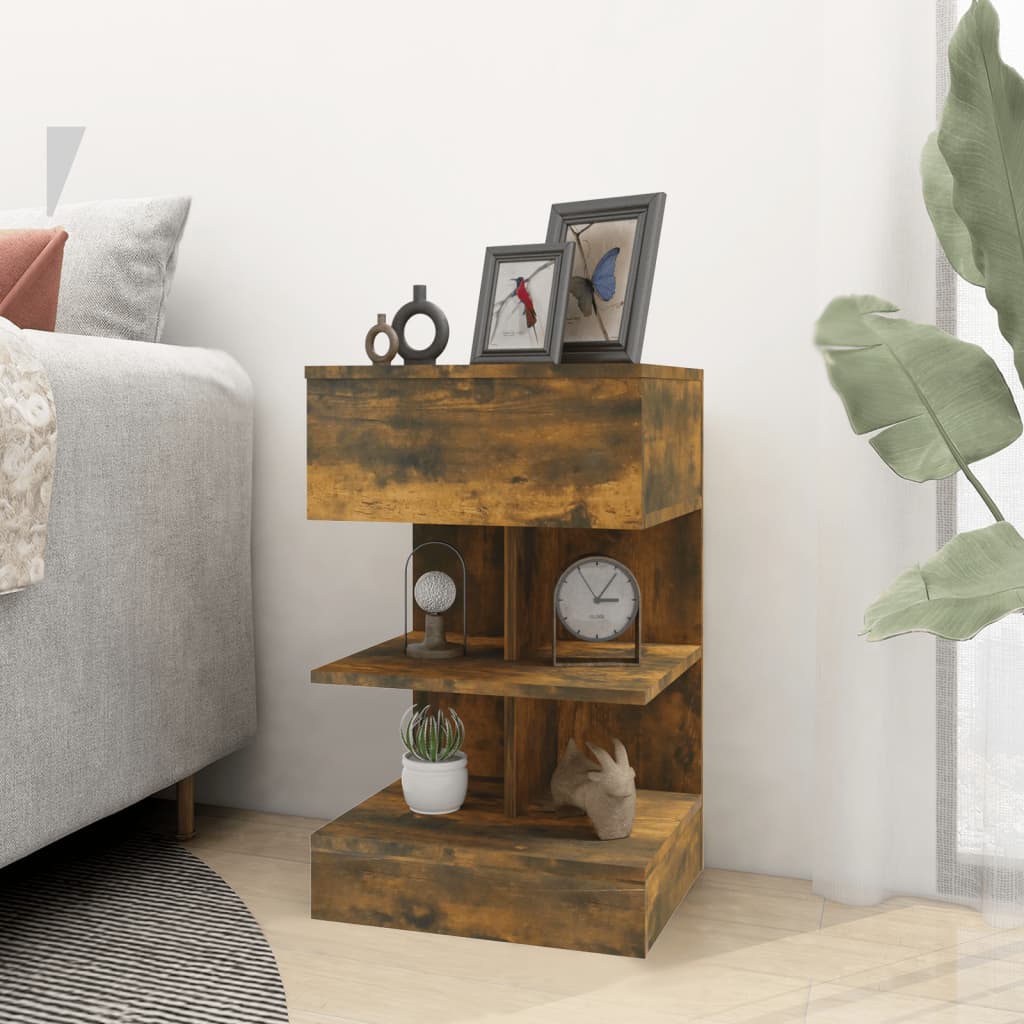 Bedside Cabinet Smoked Oak 40x35x65 cm Engineered Wood