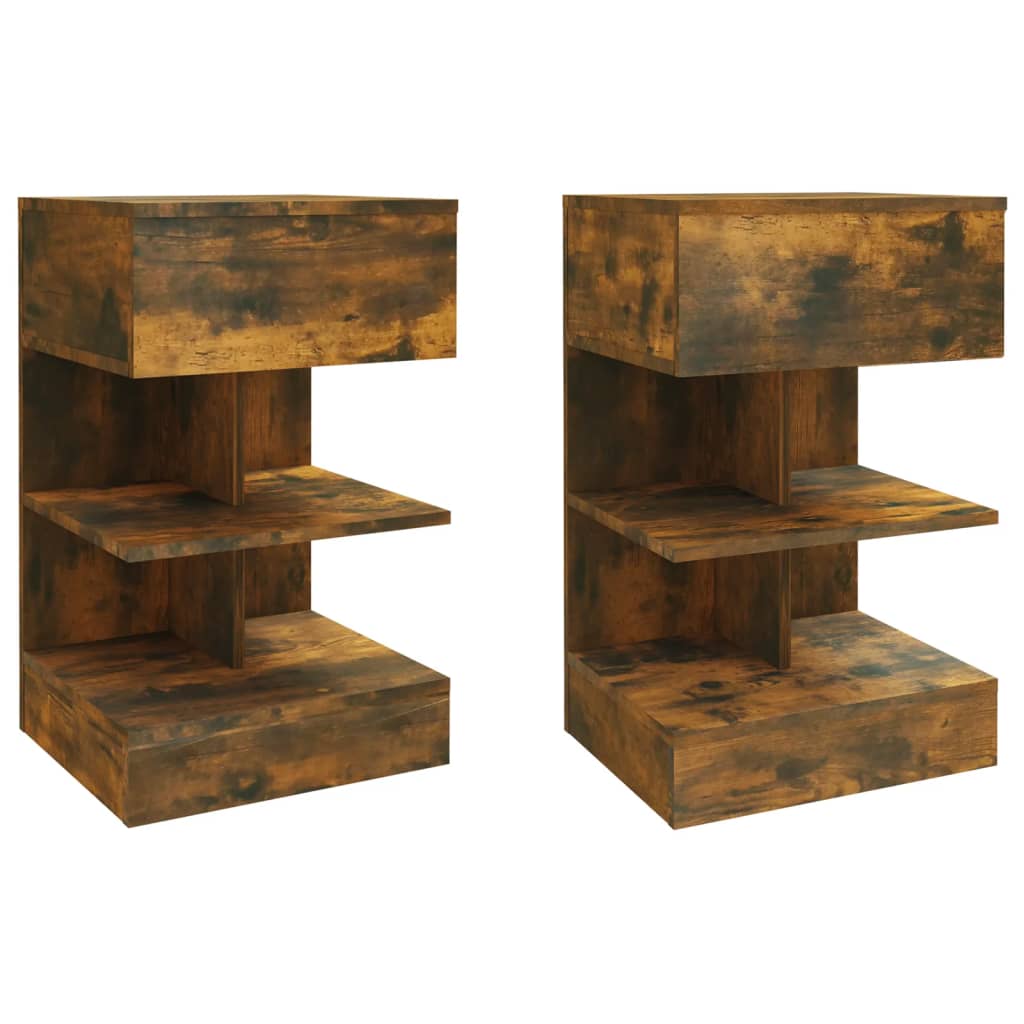 vidaXL Bedside Cabinets 2 pcs Smoked Oak 40x35x65 cm Engineered Wood