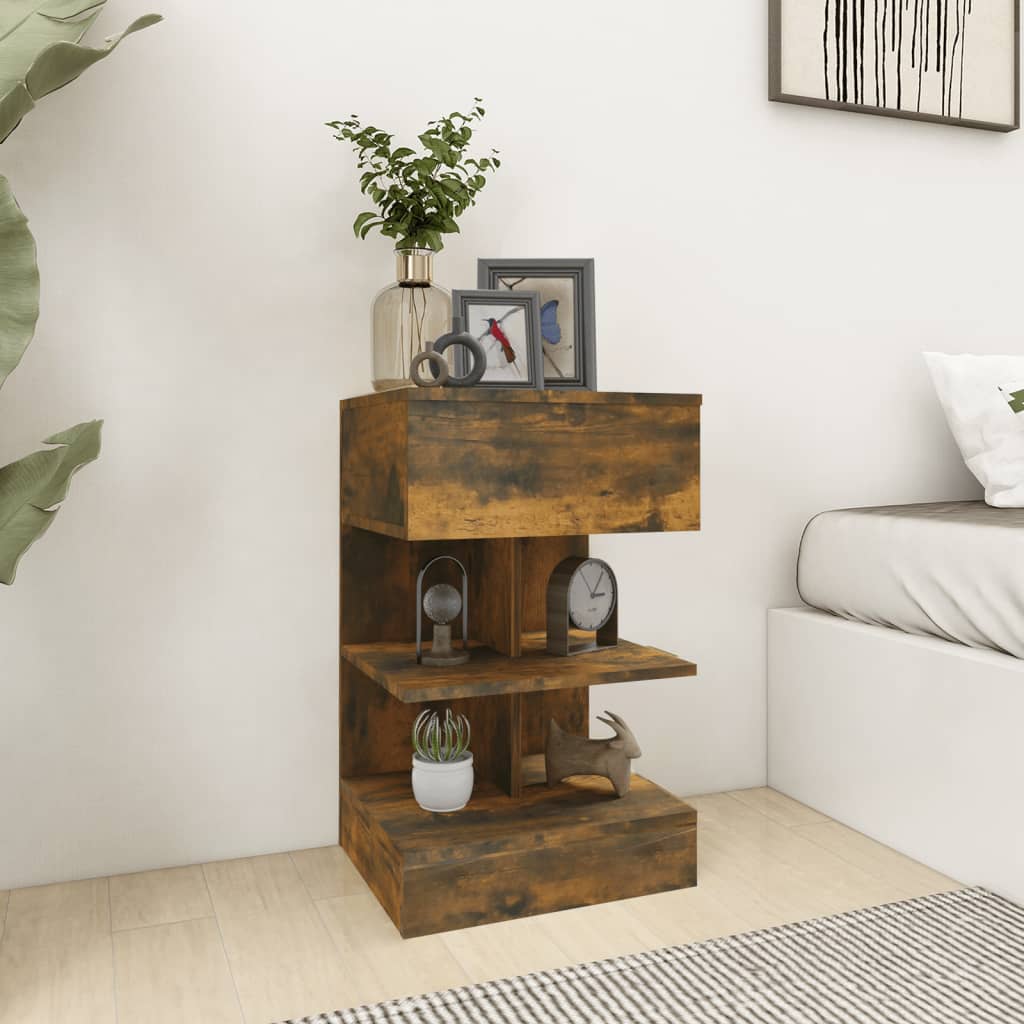 vidaXL Bedside Cabinets 2 pcs Smoked Oak 40x35x65 cm Engineered Wood