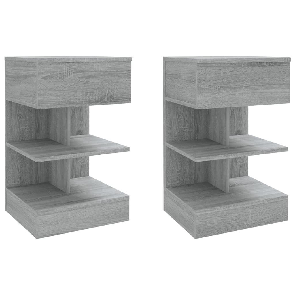 Nachtkastjes 2 st. Grijs Sonoma 40x35x65 cm Engineered Wood