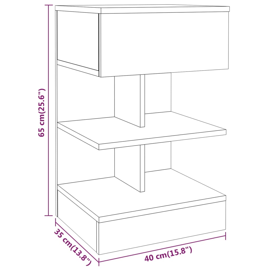 Nachtkastjes 2 st. Grijs Sonoma 40x35x65 cm Engineered Wood