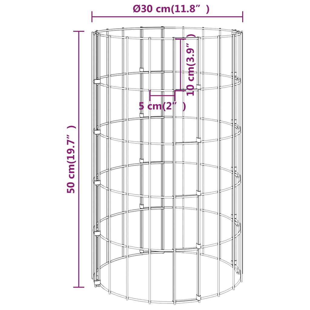 vidaXL Circular Gabion Pole Galvanised Steel Ø30x50 cm