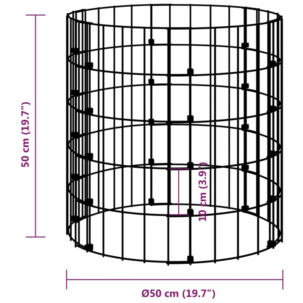 vidaXL Circular Gabion Pole Galvanised Steel Ø50x50 cm