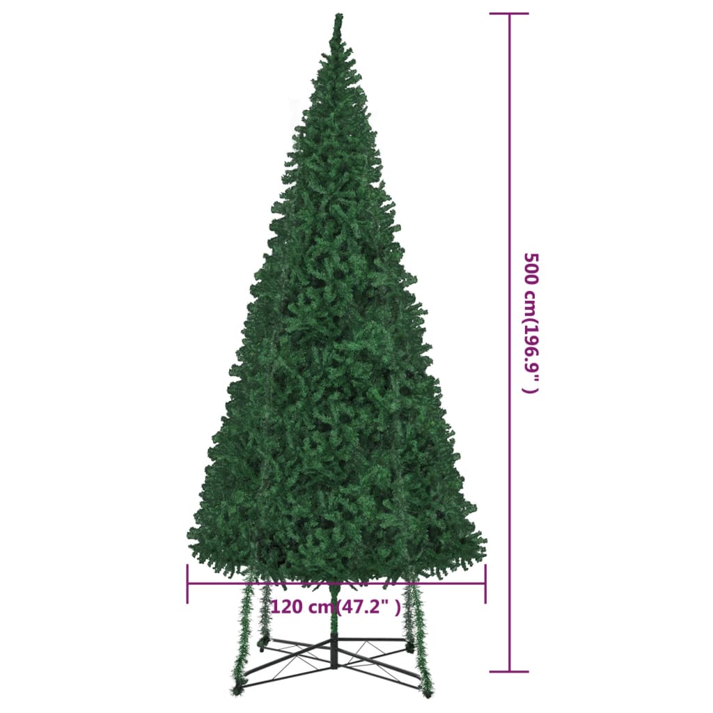 vidaXL Artificial Christmas Tree with Stand 500 cm Green