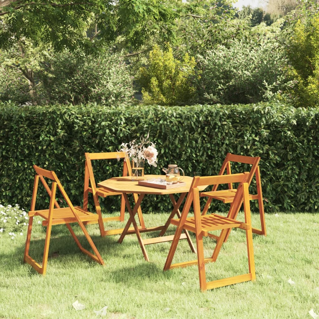 Garden Chair | Set of 4 | Natural Wood | Solid Acacia Wood | Standard