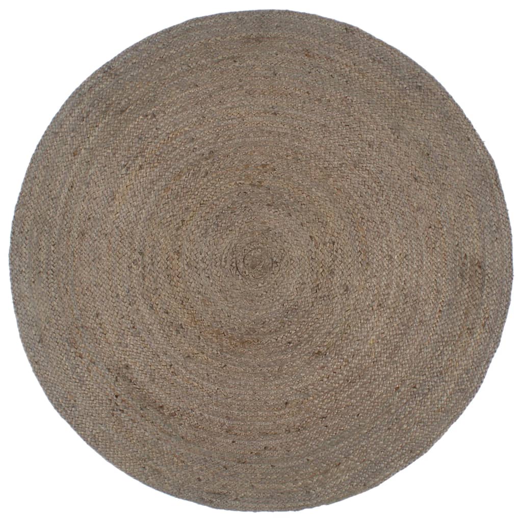 Tapis Fait Main Jute Rond 180 cm Gris