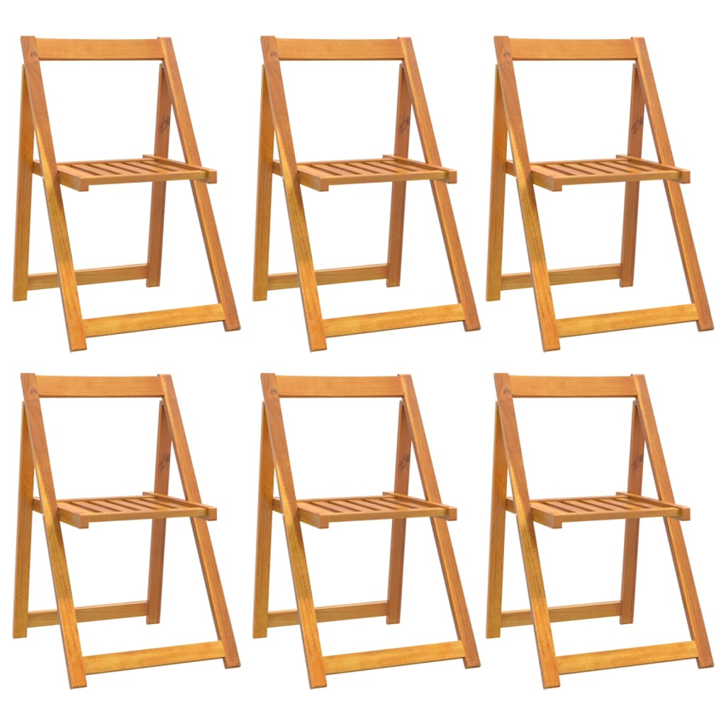 Garden Chair Set of 6 | Brown | Solid Acacia Wood | Medium | Foldable