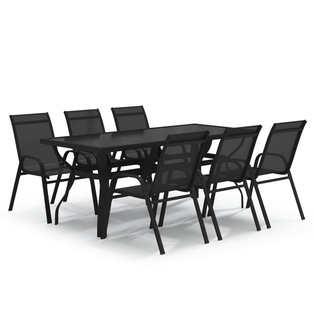 vidaXL 7 Piece Garden Dining Set Black