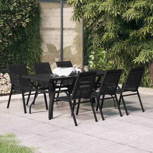 vidaXL 7 Piece Garden Dining Set Black