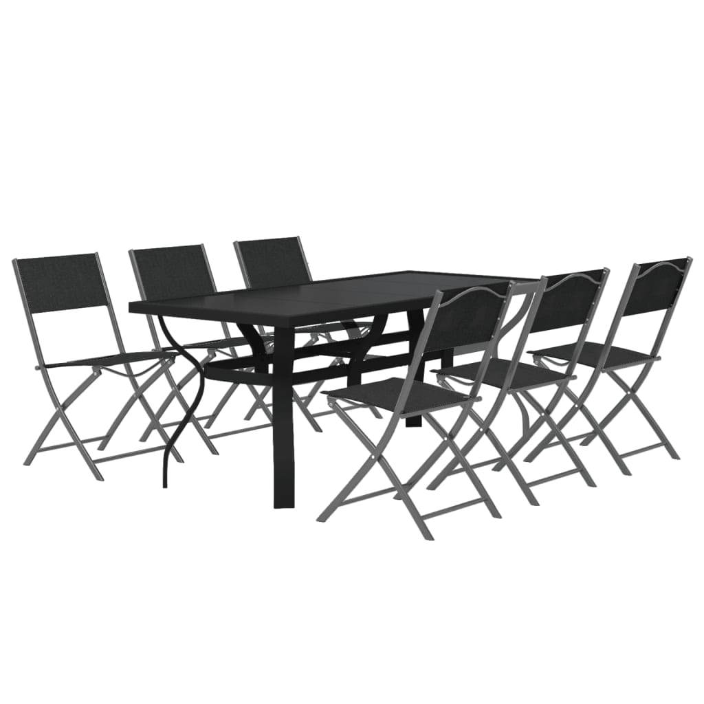 vidaXL 7 Piece Garden Dining Set Grey and Black