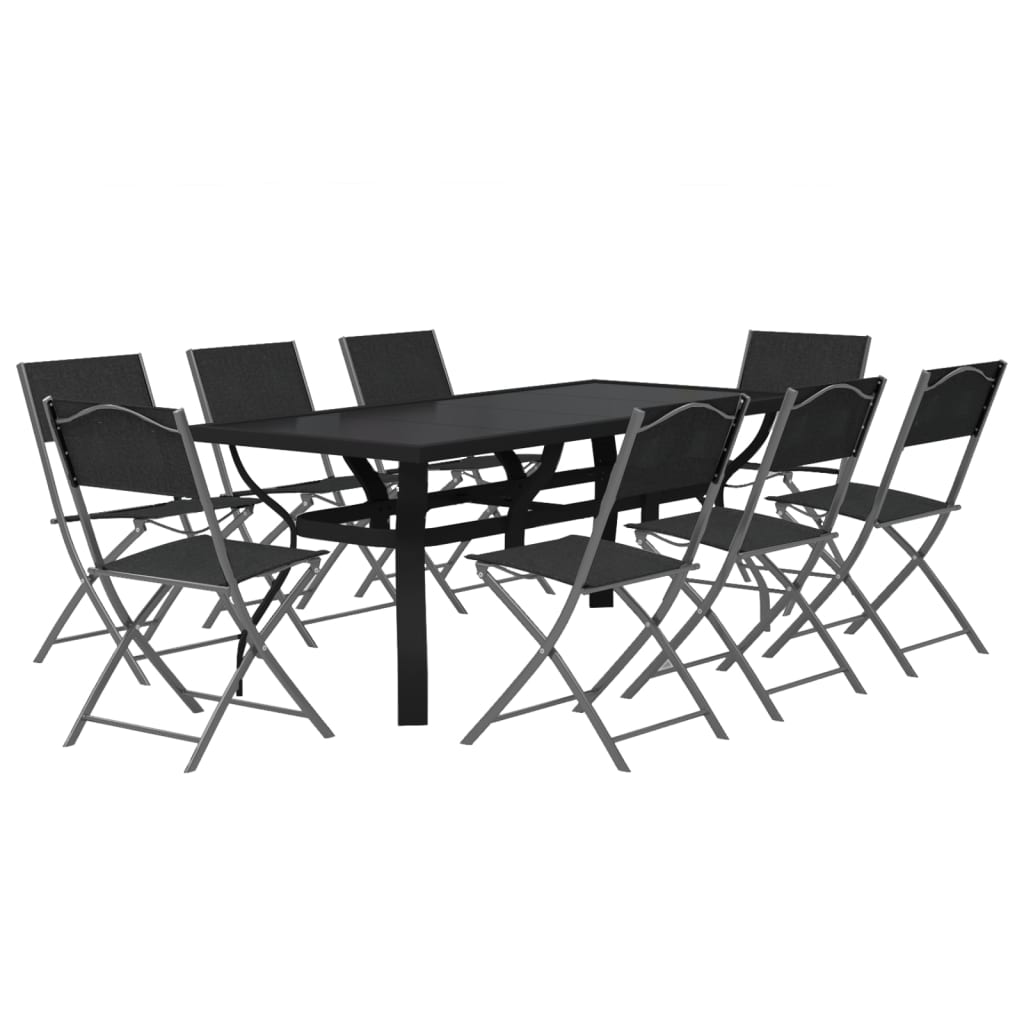 vidaXL 9 Piece Garden Dining Set Grey and Black