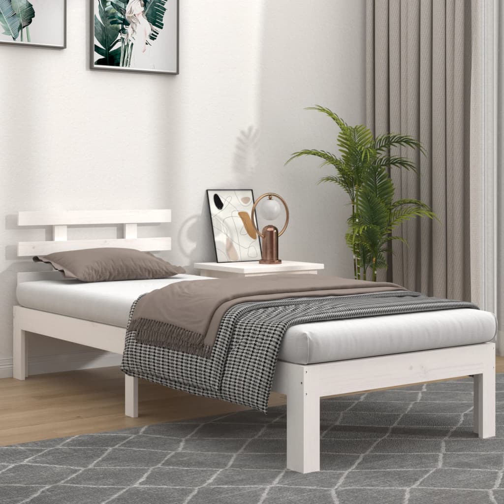 Bed Frame | White | Solid pine wood, Plywood | Small Single | Tough