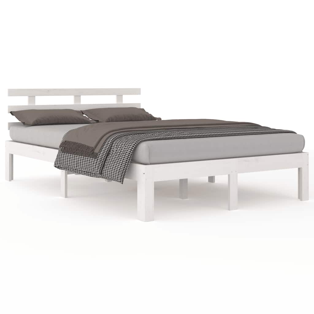 Bed Frame | White | Solid Pine Wood, Plywood | Small Double | Durable