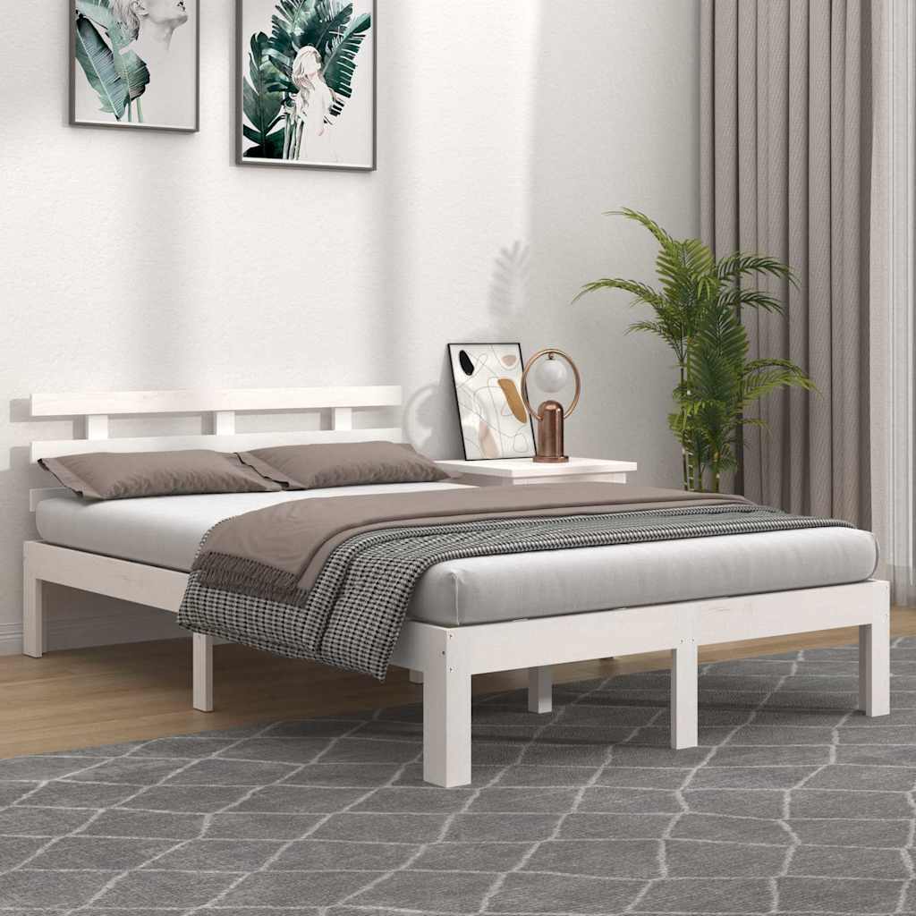 Bed Frame | White | Solid Pine Wood, Plywood | Small Double | Durable