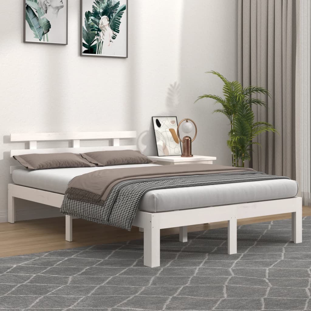 Bed Frame | White | Solid pine wood | 140 x 190 cm | Bed Frame