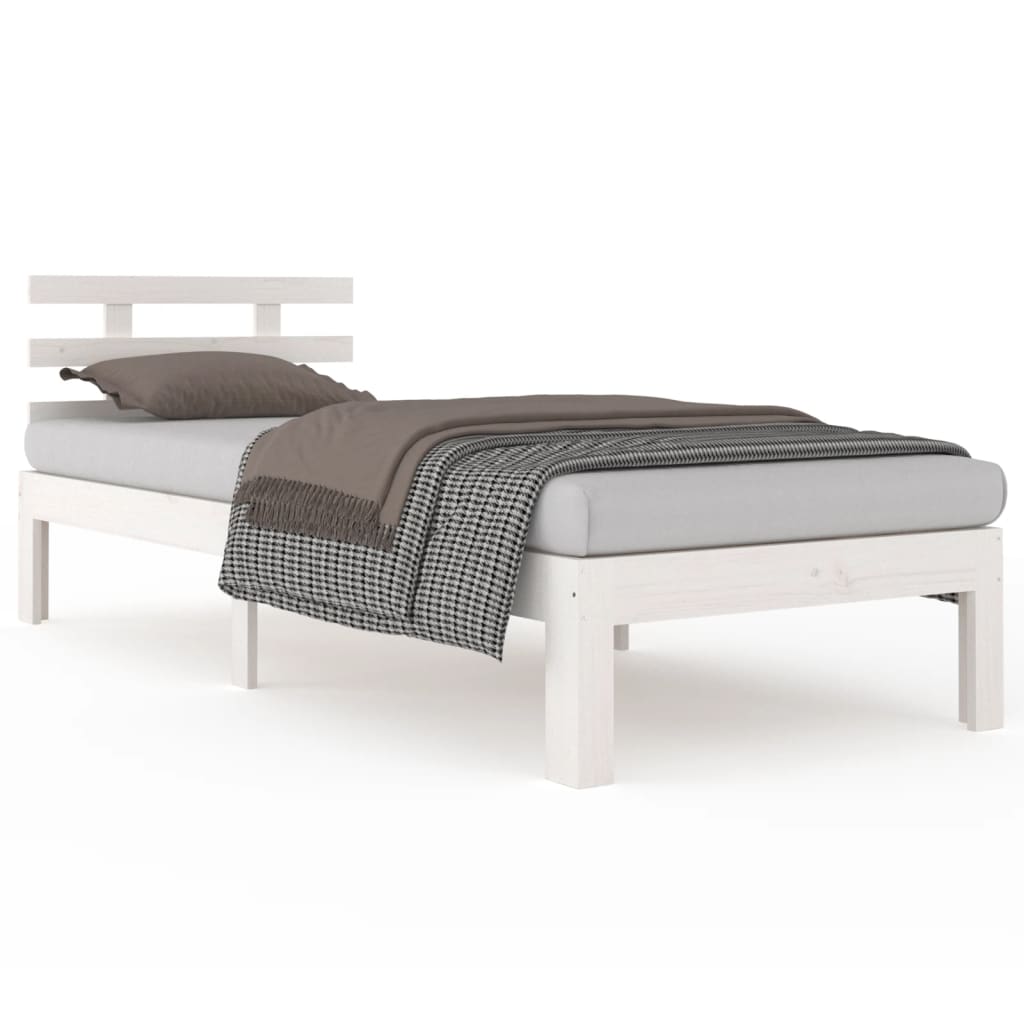 Bed Frame | White | Solid Pine Wood | Single | Durable | Bed Frame