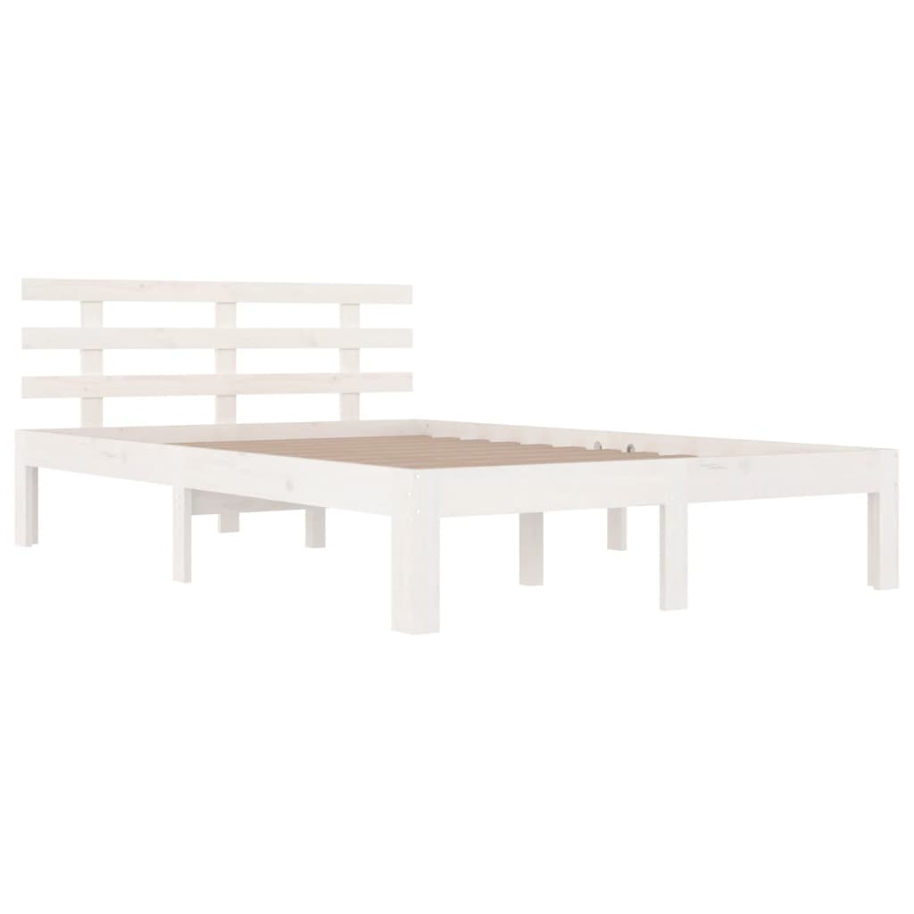 Bed Frame | White | Solid Pine Wood | 140x200 cm | Modern | Bed Frame