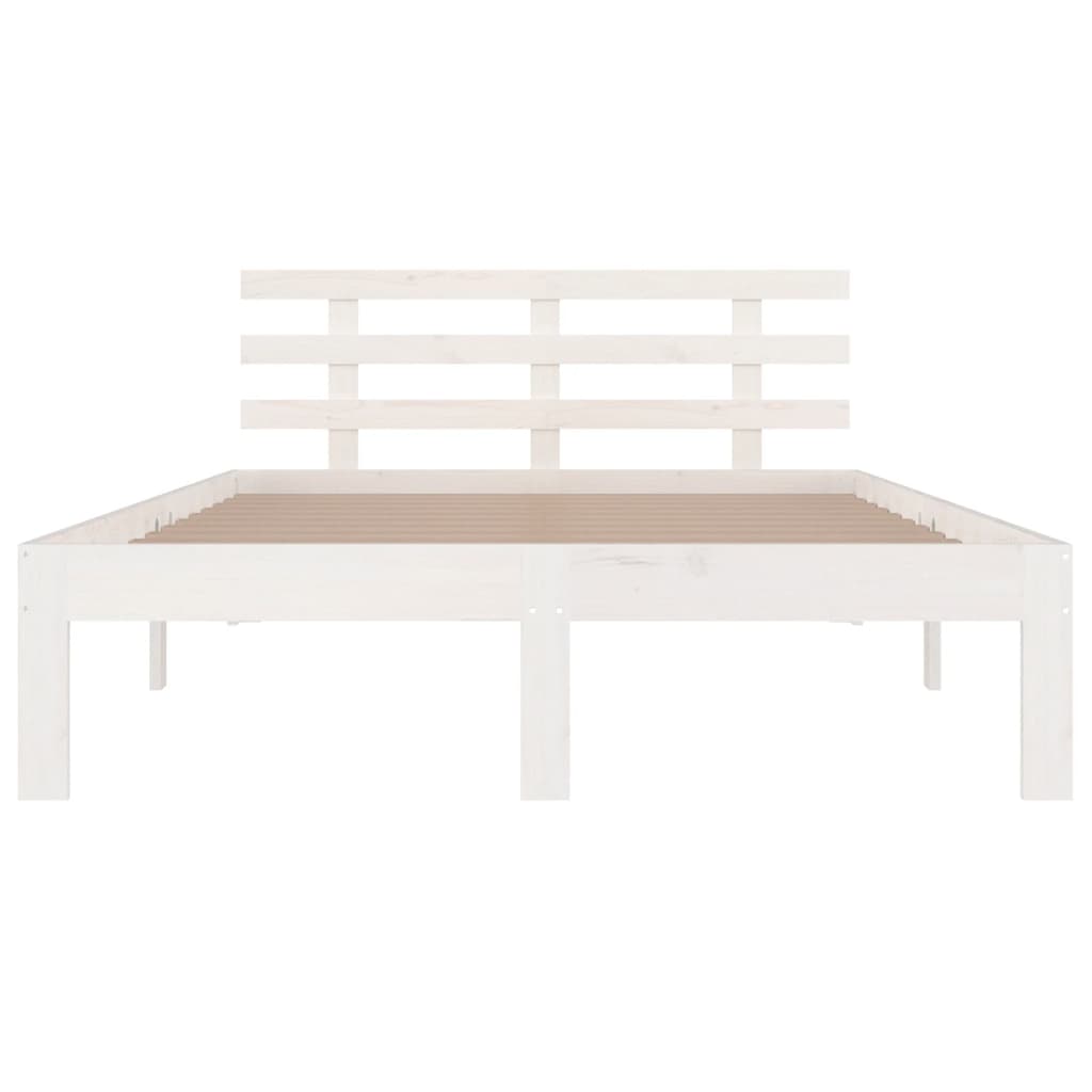 Bed Frame | White | Solid Pine Wood | 140x200 cm | Modern | Bed Frame