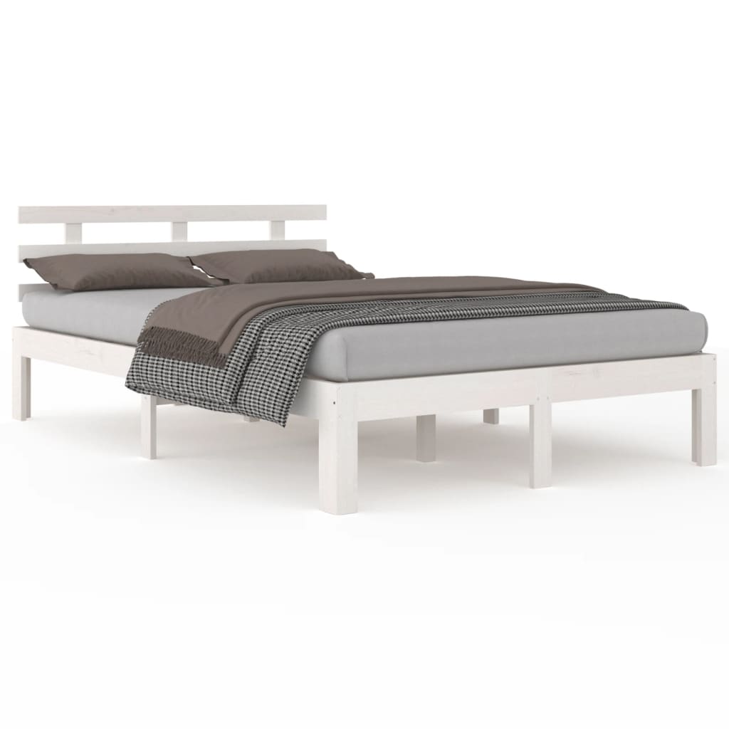 vidaXL Bed Frame without Mattress White Solid Wood 160x200 cm