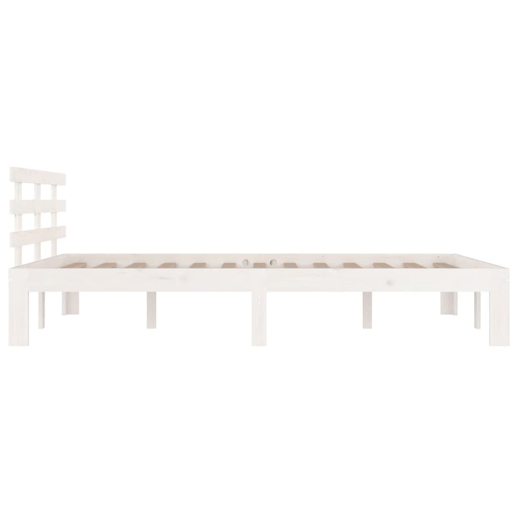 Bed Frame without Mattress White Solid Wood 200x200 cm