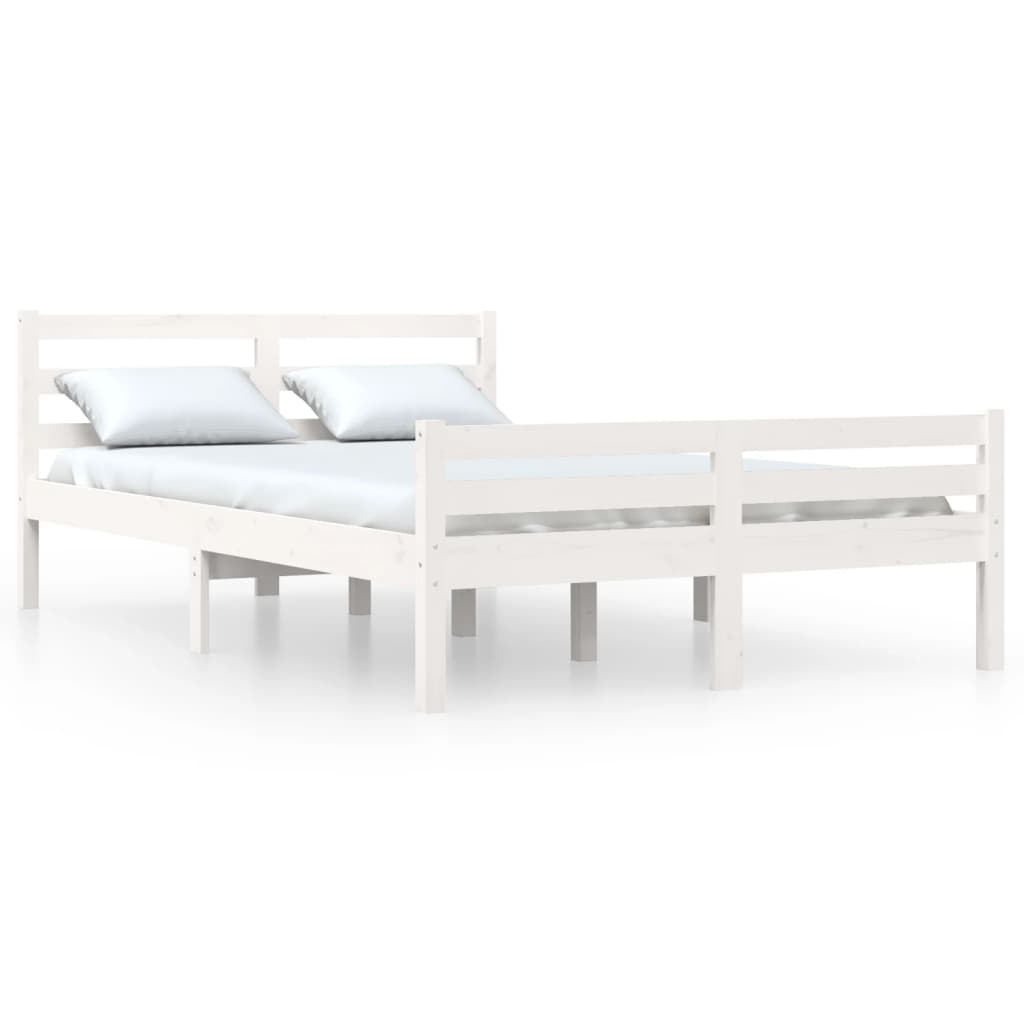 vidaXL Bed Frame without Mattress White Solid Wood 120x190 cm Small Double