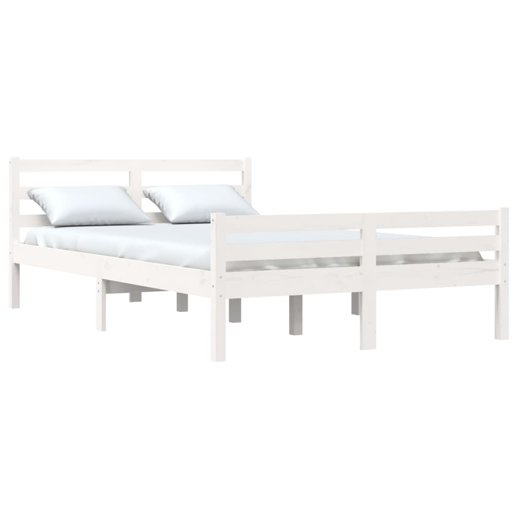 vidaXL Bed Frame without Mattress White Solid Wood 120x190 cm Small Double