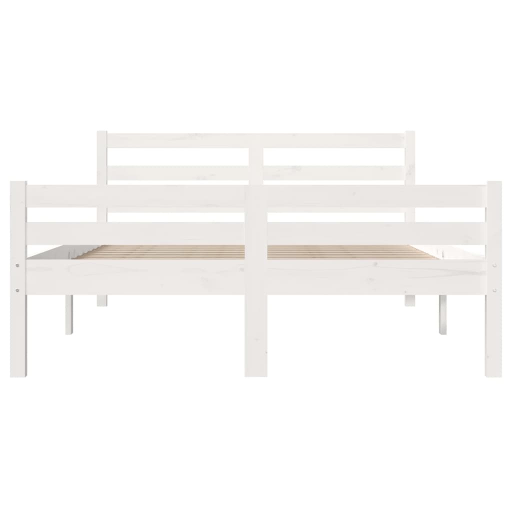 vidaXL Bed Frame without Mattress White Solid Wood 120x190 cm Small Double