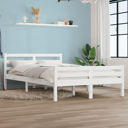 vidaXL Bed Frame without Mattress White Solid Wood 120x190 cm Small Double