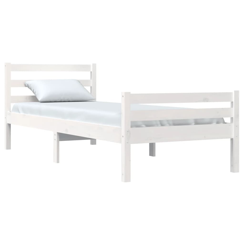 Bed Frame | White | Solid pine wood, Plywood | Single | Durable
