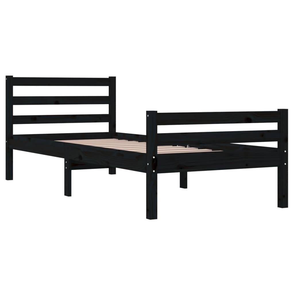 vidaXL Bed Frame without Mattress Black Solid Wood 100x200 cm