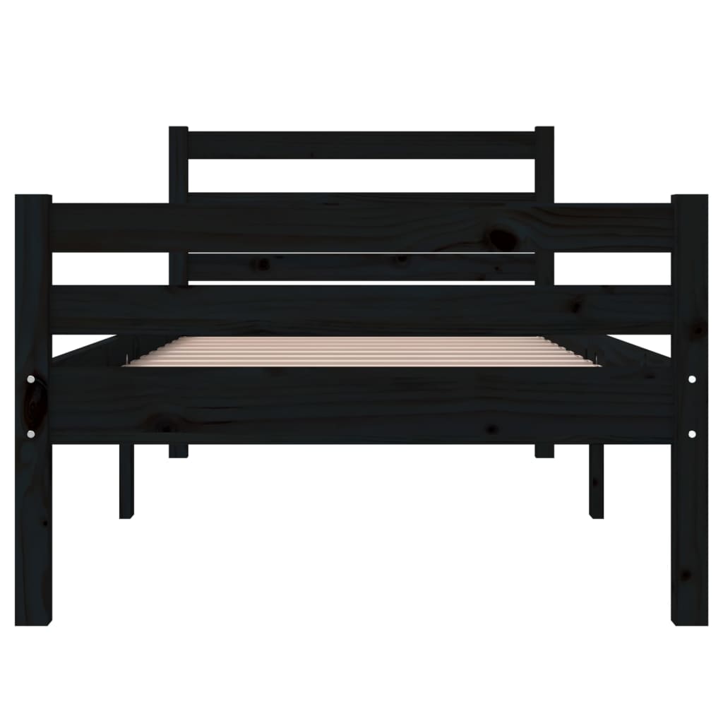 vidaXL Bed Frame without Mattress Black Solid Wood 100x200 cm