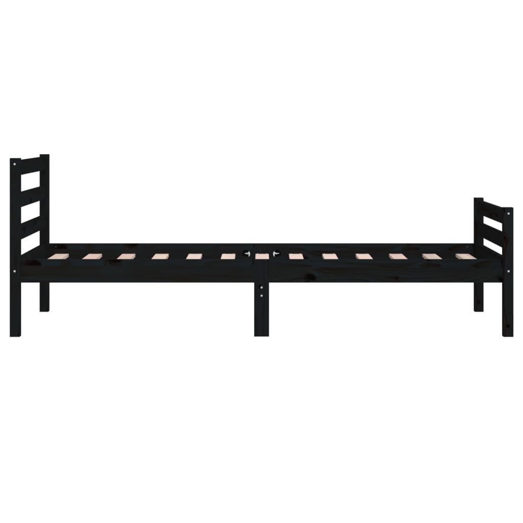 vidaXL Bed Frame without Mattress Black Solid Wood 100x200 cm