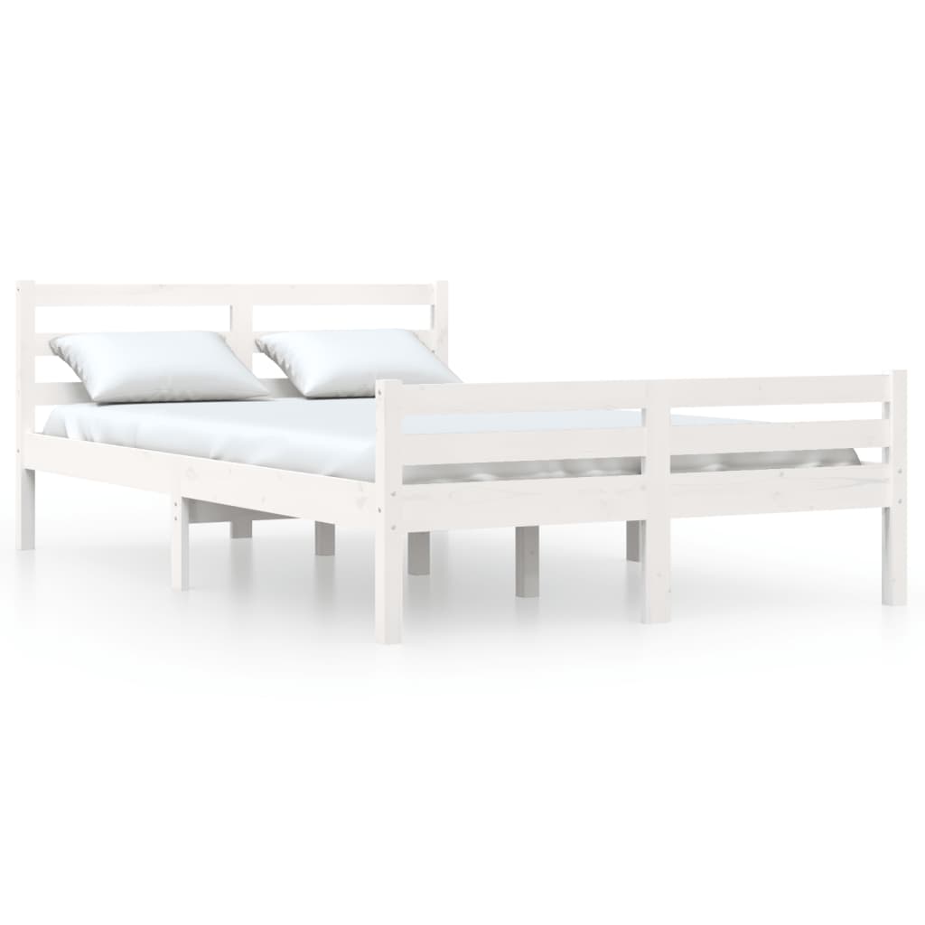 vidaXL Bed Frame without Mattress White Solid Wood 120x200 cm