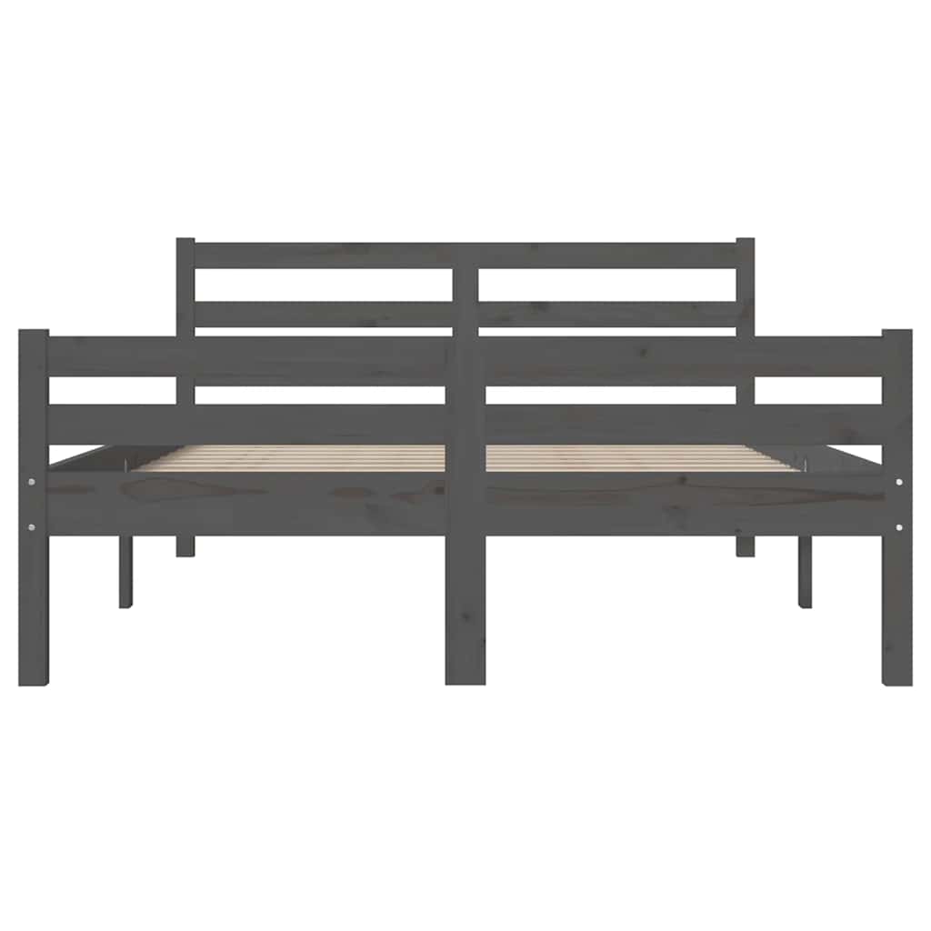 Bed Frame without Mattress Grey Solid Wood 140x200 cm