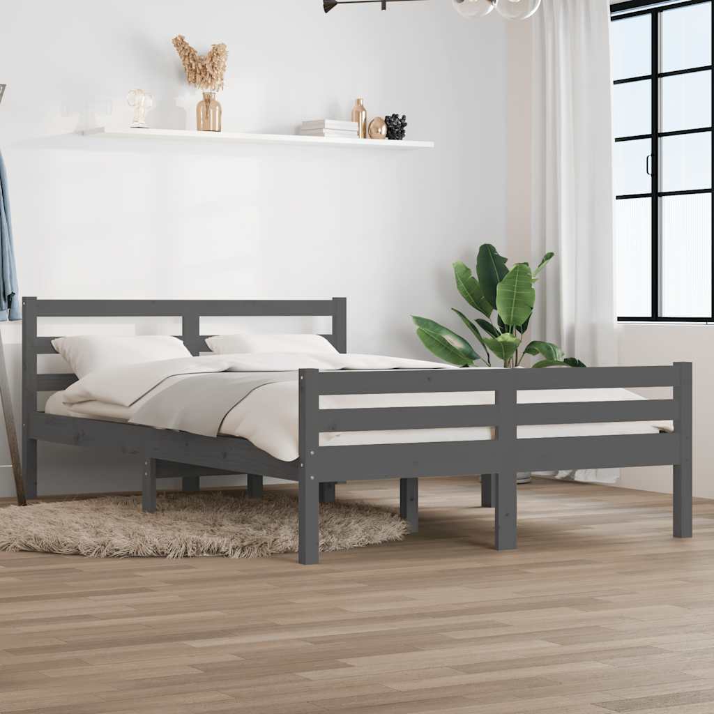 Bed Frame without Mattress Grey Solid Wood 140x200 cm
