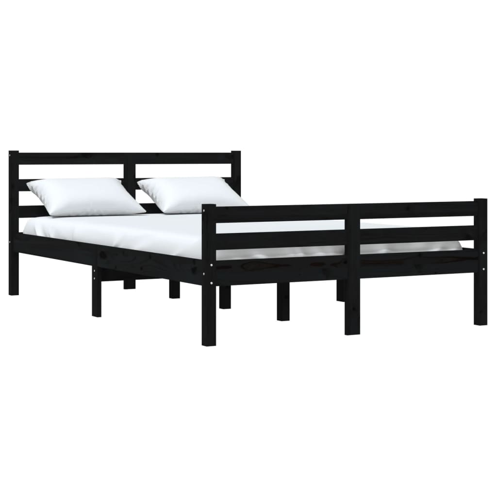 vidaXL Bed Frame without Mattress Black Solid Wood 150x200 cm King Size King Size