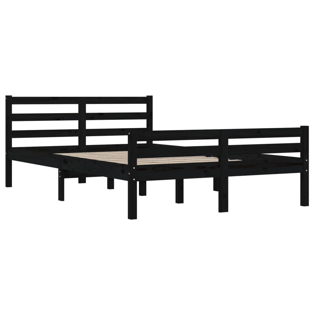 vidaXL Bed Frame without Mattress Black Solid Wood 150x200 cm King Size King Size