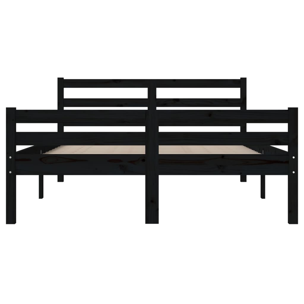 vidaXL Bed Frame without Mattress Black Solid Wood 150x200 cm King Size King Size