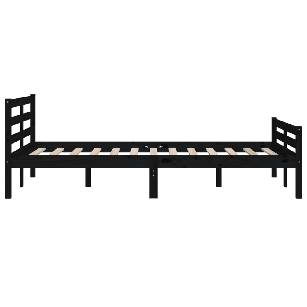 vidaXL Bed Frame without Mattress Black Solid Wood 150x200 cm King Size King Size