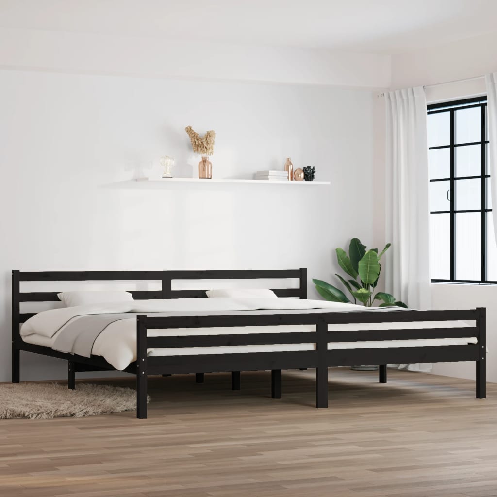 Bed Frame without Mattress Black Solid Wood 200x200 cm
