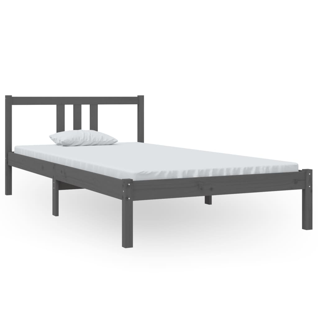 vidaXL Bed Frame without Mattress Grey Solid Wood 100x200 cm