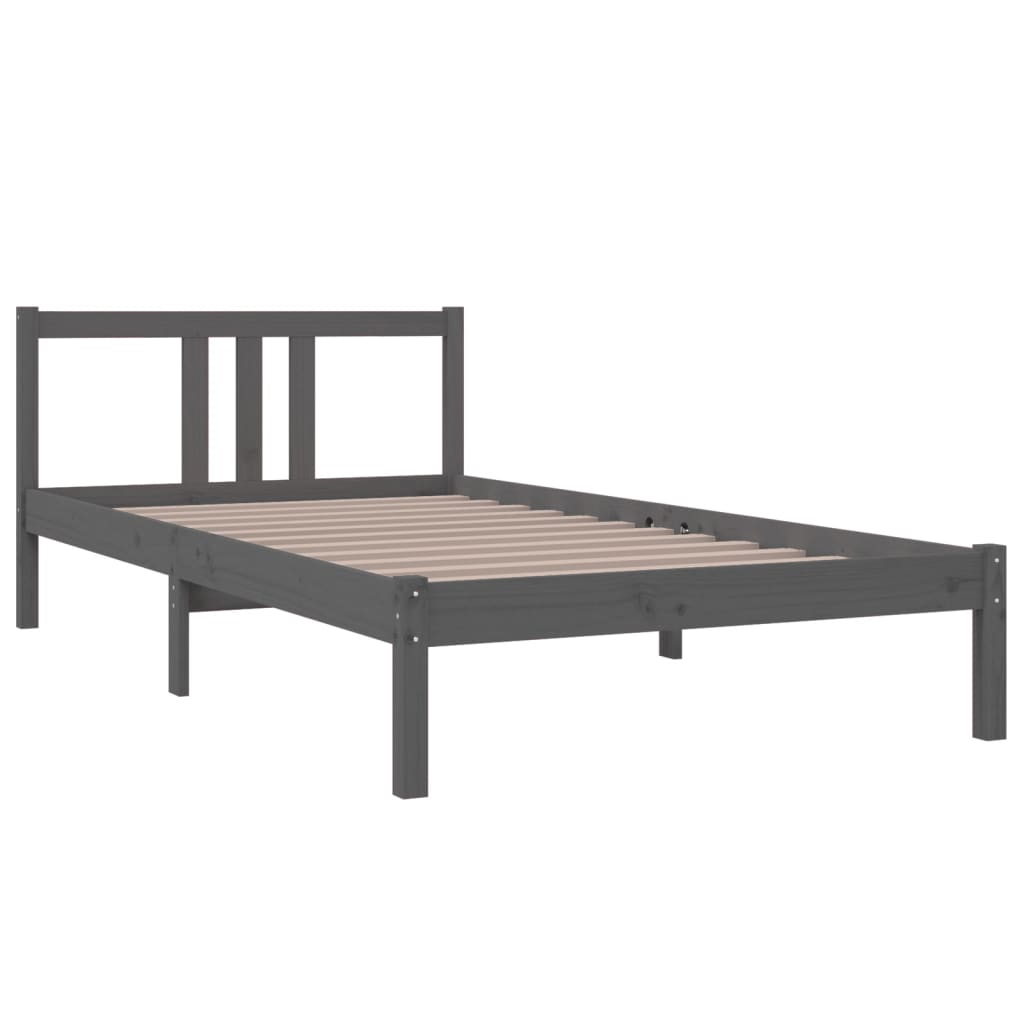 vidaXL Bed Frame without Mattress Grey Solid Wood 100x200 cm