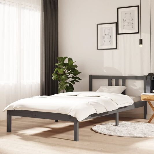 vidaXL Bed Frame without Mattress Grey Solid Wood 100x200 cm