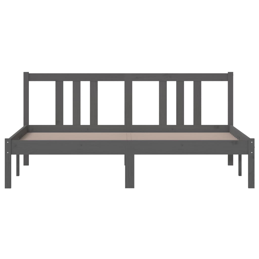 Bed Frame without Mattress Grey Solid Wood 150x200 cm King Size King Size